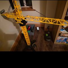 JCB construction crane and Bosch toy workbench
