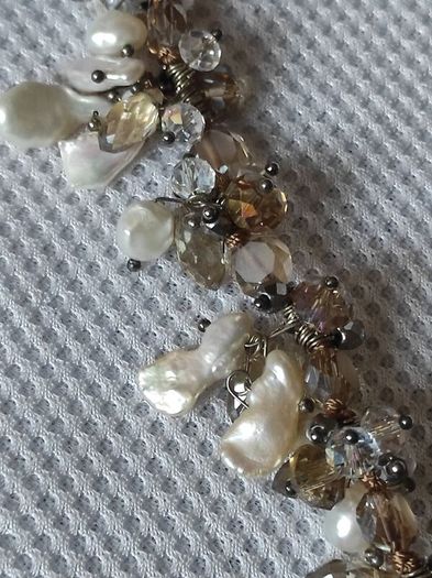 Pearls and crystals sterling silver necklace
