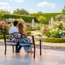 Metal Garden Bench with Floral Backrest and Armrests - Black Image 5