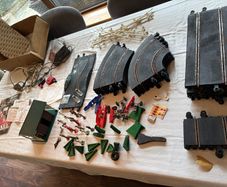 Vintage Scalextric Job Lot. Track, Figures, Hut, Controllers, Power Unit & Spares