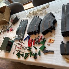 Vintage Scalextric Job Lot. Track, Figures, Hut, Controllers, Power Unit & Spares