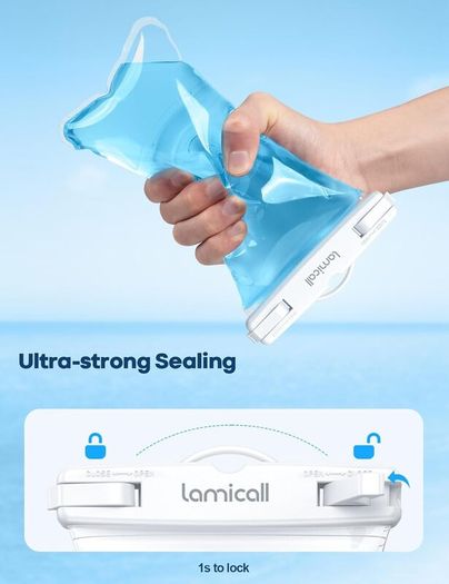 Lamicall Floating Waterproof Phone Pouch - [3D Seamless Body] IPX8 Waterproof Phone Case for Swimming Underwater Dry Bag with Lanyard for iPhone 17 16 15 14 13 12 Series, Samsung S23 [2 Pack] - White