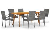7 Piece Garden Dining Set Black