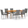 7 Piece Garden Dining Set Black Image 2