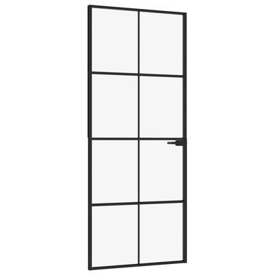 Interior Door Black 83x201.5 cm Tempered Glass&Aluminium