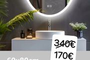 LED Bathroom Mirror 60x80cm Oval Dual LED Antifog Makeup Cosmetic Bright Light Touch Switch