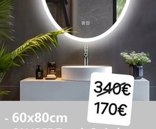 LED Bathroom Mirror 60x80cm Oval Dual LED Antifog Makeup Cosmetic Bright Light Touch Switch