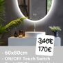 LED Bathroom Mirror Oval Antifog Demister Image 2