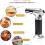 Blow Torch, Kitchen Torch, Refillable Butane Gas Torch Lighter with Safety Lock, Adjustable Flame with 2 Brush for Cooking, BBQ, Pastries, Soldering (Butane Gas Not Included) Silver Image 7