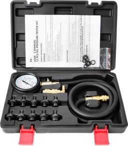 Oil Pressure Gauge Kit, 0-140 PSI Engine Fuel Pressure Tester Gauge Tool Kit for ATVs Cars Trucks-Black Case