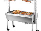 BRAND NEW 132LBS Electric Roaster Grill 2 in 1 BBQ Rotisserie Grill W/ Lockable Wheels for Roasting Sheep, Turkey, Beef, Fish