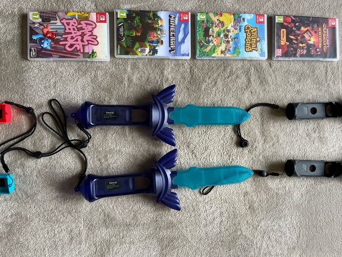 Nintendo Switch accessories and games.
