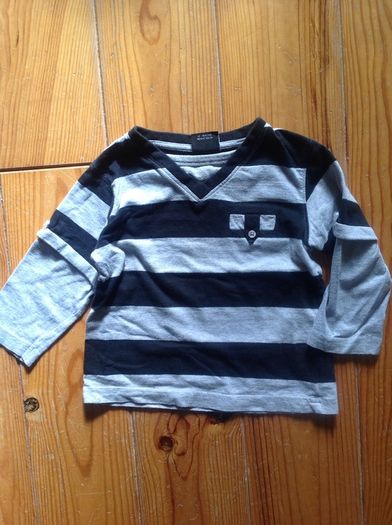 NEXT Black Grey Stripey Top Age 12-18 months