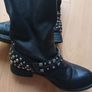 River Island leather studded biker boots Image 2
