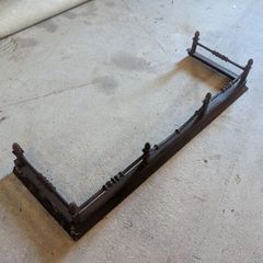 1960s Vintage Black Cast Iron Floor Fireplace Fender
