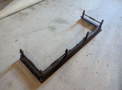 1960s Vintage Black Cast Iron Floor Fireplace Fender