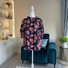 Brand New Ladies Short Sleeved Navy & Pink Floral Top from Marks & Spencer Size is UK 18 / EU 46