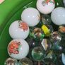 vintage marbles cats eyes large small blue white approx 60 Image 8