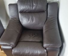 Brown Leather Armchairs x 2