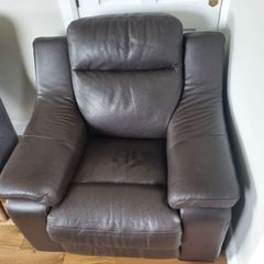 Brown Leather Armchairs x 2