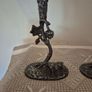 Vintage Glass Flutes with Ornate Metal Base Image 6