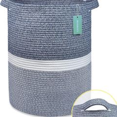Cotton Rope Blanket Basket 72L Laundry Basket Navy Blue and White - Brand New