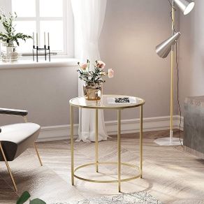 New Modern Round Glass Side Table Living Room- FREE P&P