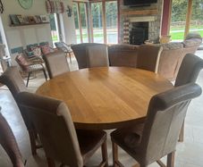 Solid Oak Table and 8 leather chairs
