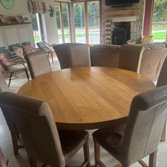 Solid Oak Table and 8 leather chairs