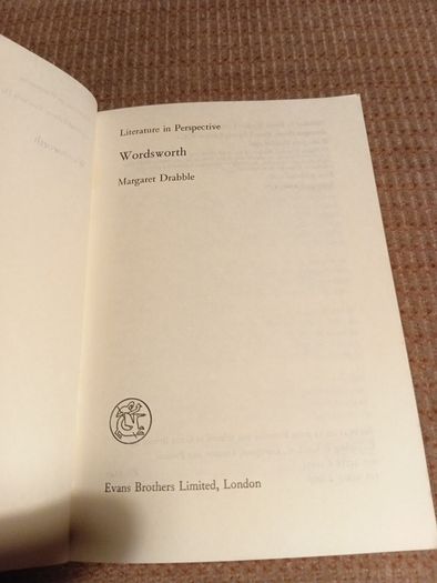 1970 Wordsworth. Literature in Perspective. Margaret Drabble. Vintage.