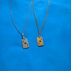 Stainless Steel Ace of Spades Pendant Necklace - Silver & Gold