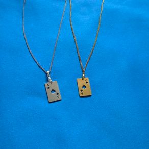 Stainless Steel Ace of Spades Pendant Necklace - Silver & Gold