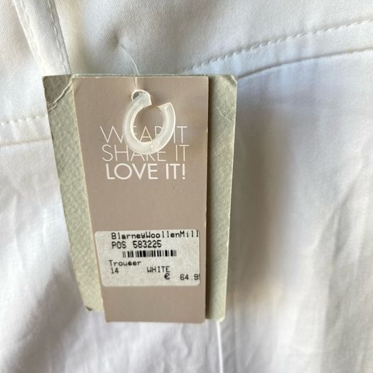 NWT Bellensia White Slim-Leg Cotton Trousers