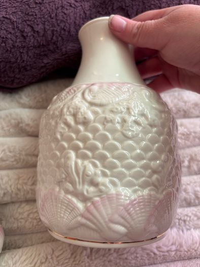 Vintage Belleek Ireland Porcelain Bedside Carafe & Tumbler Nite Set - Pristine!
