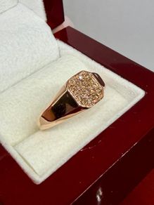 Diamond Natural Arglye Champagne Diamond SIGNET Ring