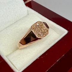 Diamond Natural Arglye Champagne Diamond SIGNET Ring