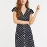 Oasis Spot Button Skater Dress S 16 Image 3