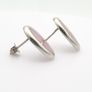925 Vintage Sterling Silver & Pink Mother of Pearl Stud Earrings Image 6