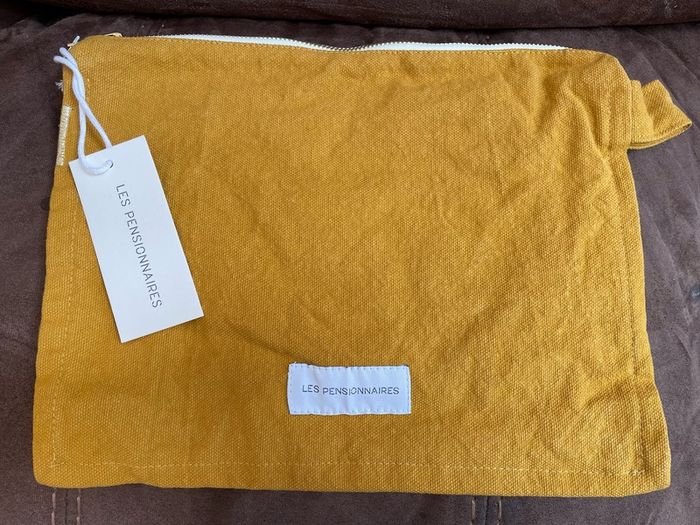 Les Pensionnaires Saffron Yellow Cotton Canvas Toiletry Bag