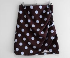 New Get That Trend Brown & Blue Polka Dot Ruched Mini Skirt