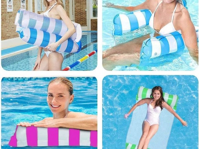 2 Pack Inflatable Pool Floats Hammock, 4-in-1 Multi-Purpose Inflatable Hammock with a Manual Air Pump, Pool Chairs to Beach, Swimming Pool, Water Lounge Party Toys (FREE POSTAGE)