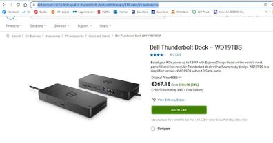 Dell WD19TBS 180 watt Docking station