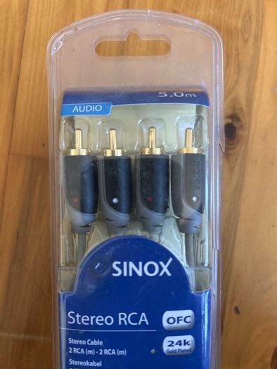 Sinox 5.0m Stereo 2 RCA to 2 RCA Gold Plated