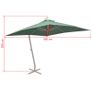 Hanging Parasol 300x300 cm Green Aluminium Pole Image 7