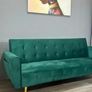 Luxury Velvet Sofa Bed with Golden Legs green Image 2