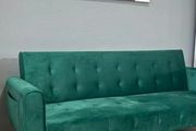 Luxury Velvet Sofa Bed with Golden Legs green