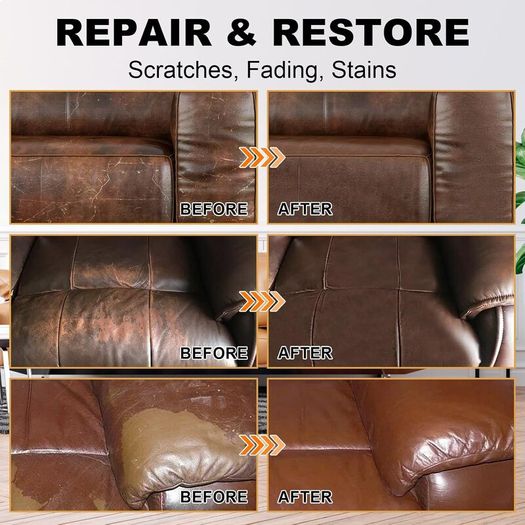 STARTSO WORLD 200ml Leather Recolouring Balm with 100mlLeather Conditioner, Gray Leather Repair Kit for Furniture, Leather Scratch Remover,Leather Colour Restorer for Couches, Car Seats