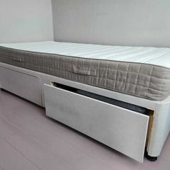 Single Bed base with drawers and headboard