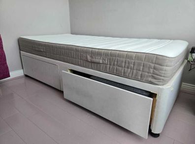 Single Bed base with drawers and headboard