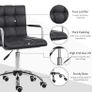 PU Leather Office Chair, Swivel Computer Chair with Arm, Wheels, Adjustable Height, Mid Back, Black Image 5